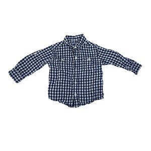 Janie And Jack Baby Boy Navy & White Gingham Button-Down Shirt Size 12-18 M